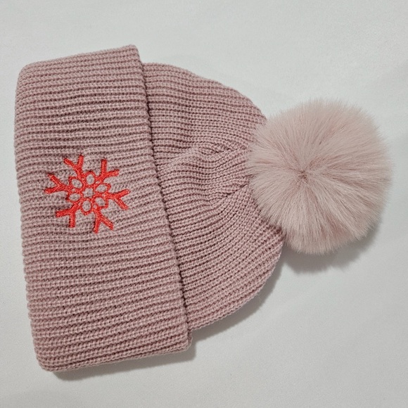 Cozy Kids Pom-Pom Beanie Set - Pink and Yellow - Picture 6 of 6